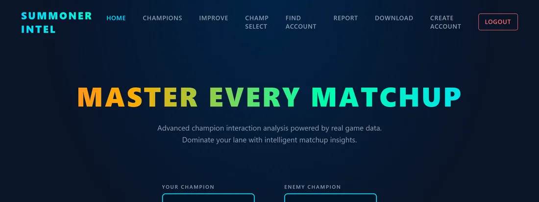 The Summoner Intel app, showing its champion matchup analysis tool